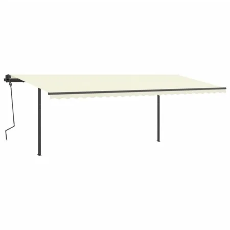 Manual retractable awning with cream poles 6x3.5 m by , Awnings - Ref: Foro24-3070277, Price: 684,63 €, Discount: %