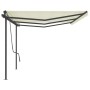 Manual retractable awning with cream poles 6x3.5 m by , Awnings - Ref: Foro24-3070277, Price: 724,02 €, Discount: %