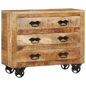 Sideboard with 3 drawers solid rough mango wood 80x30x65cm by , Sideboards - Ref: Foro24-351690, Price: 274,66 €, Discount: %