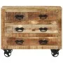Sideboard with 3 drawers solid rough mango wood 80x30x65cm by , Sideboards - Ref: Foro24-351690, Price: 274,66 €, Discount: %