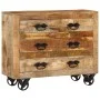 Sideboard with 3 drawers solid rough mango wood 80x30x65cm by , Sideboards - Ref: Foro24-351690, Price: 274,66 €, Discount: %