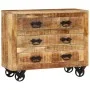 Sideboard mit 3 Schubladen aus massivem, rauem Mangoholz, 80 x 30 x 65 cm von , Sideboards - Ref: Foro24-351690, Preis: 273,8...