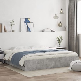 Betongraues Holzwerkstoffbett mit Schubladen 160x200 cm von , Betten und Lattenroste - Ref: Foro24-3207262, Preis: 161,60 €, ...