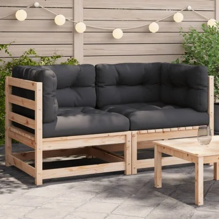 Corner sofas with cushions 2 pcs solid pine wood by , Modular outdoor sofas - Ref: Foro24-838069, Price: 152,65 €, Discount: %