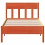 Bed frame with wax brown pine wood headboard 90x200 cm by , Beds and slatted bases - Ref: Foro24-842661, Price: 91,32 €, Disc...