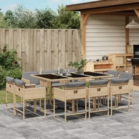 11-teiliges Garten-Essset mit beigen Kissen aus synthetischem Rattan von , Gartensets - Ref: Foro24-3211392, Preis: 624,26 €,...