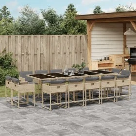 Garden dining set with cushions 15 pieces beige synthetic rattan by , Garden sets - Ref: Foro24-3211416, Price: 953,12 €, Dis...