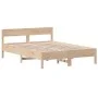 Bed frame with solid pine wood headboard 135x190 cm by , Beds and slatted bases - Ref: Foro24-842770, Price: 108,16 €, Discou...