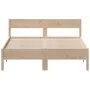 Bed frame with solid pine wood headboard 135x190 cm by , Beds and slatted bases - Ref: Foro24-842770, Price: 108,16 €, Discou...