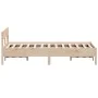 Bed frame with solid pine wood headboard 135x190 cm by , Beds and slatted bases - Ref: Foro24-842770, Price: 108,16 €, Discou...