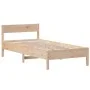 Bed frame with solid pine wood headboard 100x200 cm by , Beds and slatted bases - Ref: Foro24-842758, Price: 109,57 €, Discou...