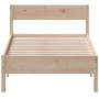 Bed frame with solid pine wood headboard 100x200 cm by , Beds and slatted bases - Ref: Foro24-842758, Price: 109,57 €, Discou...