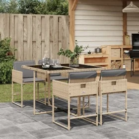 5-piece garden dining set with beige synthetic rattan cushions by , Garden sets - Ref: Foro24-3211260, Price: 306,80 €, Disco...