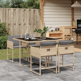 Set comedor de jardín 5 pzas con cojines ratán sintético beige de , Conjuntos de jardín - Ref: Foro24-3211260, Precio: 269,13...