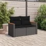 2-seater garden sofa with black synthetic rattan cushions by , Outdoor sofas - Ref: Foro24-365993, Price: 172,38 €, Discount: %