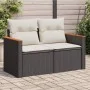 2-Sitzer-Gartensofa mit schwarzen synthetischen Rattankissen von , Outdoor-Sofas - Ref: Foro24-366008, Preis: 140,26 €, Rabat...