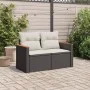 2-seater garden sofa with black synthetic rattan cushions by , Outdoor sofas - Ref: Foro24-366008, Price: 140,26 €, Discount: %