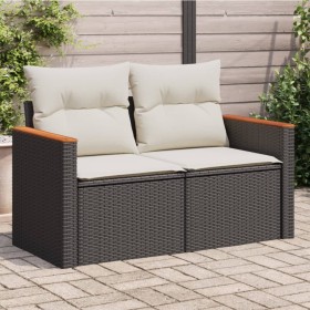2-seater garden sofa with black synthetic rattan cushions by , Outdoor sofas - Ref: Foro24-366020, Price: 147,34 €, Discount: %
