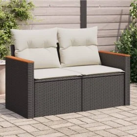 2-seater garden sofa with black synthetic rattan cushions by , Outdoor sofas - Ref: Foro24-366020, Price: 145,32 €, Discount: %