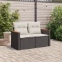 2-seater garden sofa with black synthetic rattan cushions by , Outdoor sofas - Ref: Foro24-366020, Price: 145,32 €, Discount: %