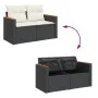 2-seater garden sofa with black synthetic rattan cushions by , Outdoor sofas - Ref: Foro24-366020, Price: 145,32 €, Discount: %