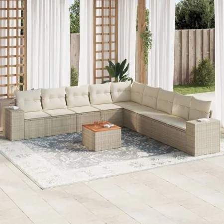 Juego de sofás jardín con cojines beige 10 pzas ratán sintético de , Conjuntos de jardín - Ref: Foro24-3225491, Precio: 669,5...