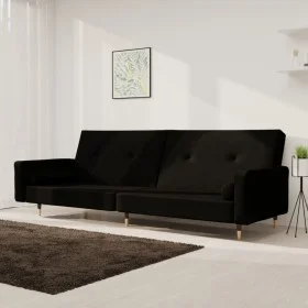 2-Sitzer-Schlafsofa mit zwei schwarzen Samtkissen von , Sofas - Ref: Foro24-375752, Preis: 290,07 €, Rabatt: %