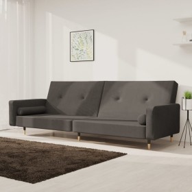 Sofá cama de 2 plazas con dos almohadas terciopelo gris oscuro de , Sofás - Ref: Foro24-375750, Precio: 291,16 €, Descuento: %