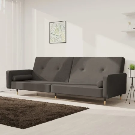2-Sitzer-Schlafsofa mit zwei dunkelgrauen Samtkissen von , Sofas - Ref: Foro24-375750, Preis: 286,09 €, Rabatt: %