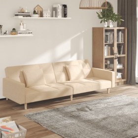 2-Sitzer-Schlafsofa mit zwei Kissen aus cremefarbenem Stoff von , Sofas - Ref: Foro24-375802, Preis: 294,18 €, Rabatt: %