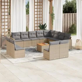 Garden sofa set with cushions 13 pieces beige synthetic rattan by , Modular outdoor sofas - Ref: Foro24-3224372, Price: 815,7...