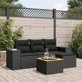 5-teiliges Gartenmöbel-Set und schwarze synthetische Rattankissen von , Gartensets - Ref: Foro24-3225411, Preis: 344,50 €, Ra...