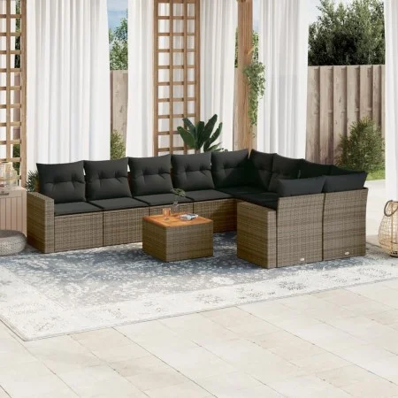 10-piece garden sofa set with gray synthetic rattan cushions by , Modular outdoor sofas - Ref: Foro24-3224282, Price: 582,68 ...