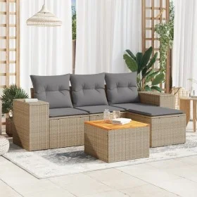 Garden sofa set with cushions 5 pieces beige synthetic rattan by , Garden sets - Ref: Foro24-3257746, Price: 349,47 €, Discou...