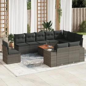 11-piece garden sofa set and gray synthetic rattan cushions by , Garden sets - Ref: Foro24-3225500, Price: 647,50 €, Discount: %