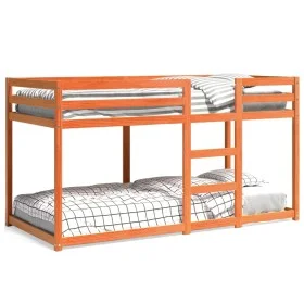 Solid wax brown pine wood bunk bed 90x200 cm by , Beds and slatted bases - Ref: Foro24-3214874, Price: 157,32 €, Discount: %