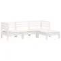 3-Sitzer-Gartensofa mit Fußstütze aus weißem Kiefernholz von , Modulare Sofas für den Außenbereich - Ref: Foro24-838055, Prei...