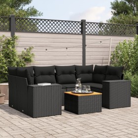 7-teiliges Garten-Essset und schwarze Kissen aus synthetischem Rattan von , Gartensets - Ref: Foro24-3225341, Preis: 473,73 €...