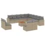 14-teiliges Gartensofa-Set mit beigen synthetischen Rattankissen von , Modulare Sofas für den Außenbereich - Ref: Foro24-3224...