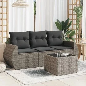 4-piece garden sofa set and gray synthetic rattan cushions by , Garden sets - Ref: Foro24-3253407, Price: 273,18 €, Discount: %