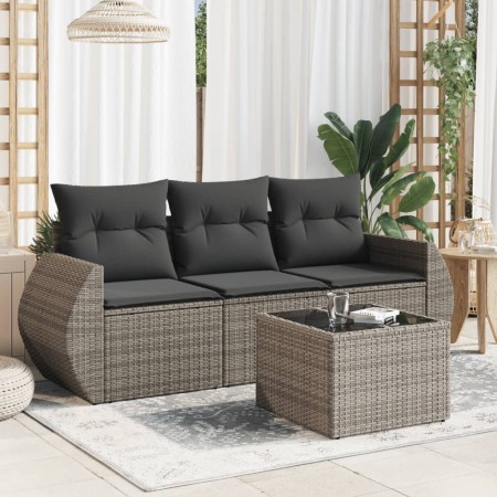 4-teilige Gartensofagarnitur und graue synthetische Rattankissen von , Gartensets - Ref: Foro24-3253407, Preis: 273,65 €, Rab...