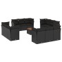 Garden sofa and cushion set 13 pieces black synthetic rattan by , Garden sets - Ref: Foro24-3223535, Price: 879,67 €, Discoun...