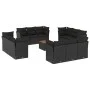 Garden sofa and cushion set 13 pieces black synthetic rattan by , Garden sets - Ref: Foro24-3223535, Price: 895,93 €, Discoun...