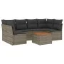 7-piece garden sofa set with gray PE rattan cushions by , Garden sets - Ref: Foro24-3223561, Price: 383,82 €, Discount: %