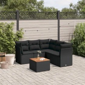 6-piece garden sofa set and black synthetic rattan cushions by , Garden sets - Ref: Foro24-3223633, Price: 377,19 €, Discount: %