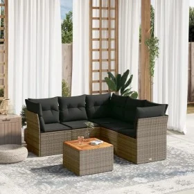 6-teiliges Gartenmöbel-Set und graue synthetische Rattankissen von , Gartensets - Ref: Foro24-3223638, Preis: 346,70 €, Rabat...