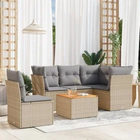 Garden sofa set with cushions 6 pieces beige synthetic rattan by , Garden sets - Ref: Foro24-3223644, Price: 360,17 €, Discou...