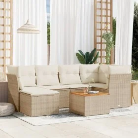 7-piece garden sofa set and beige synthetic rattan cushions by , Garden sets - Ref: Foro24-3223748, Price: 456,47 €, Discount: %