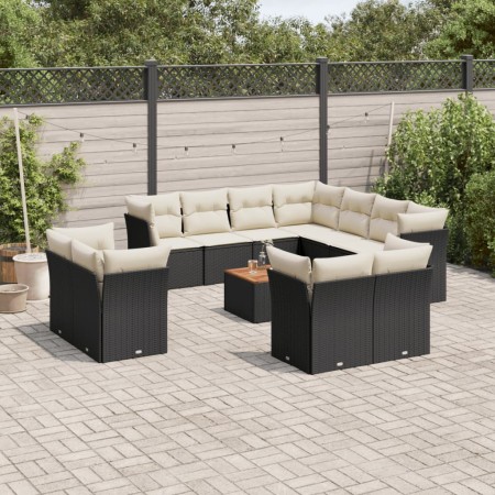 Set de sofás de jardín 12 piezas cojines ratán sintético negro de , Conjuntos de jardín - Ref: Foro24-3223942, Precio: 734,26...