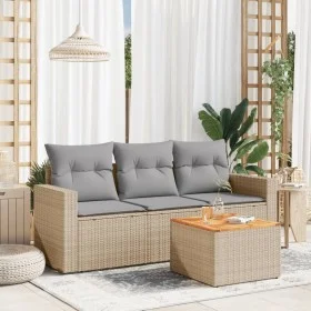 Gartensofa-Set mit Kissen, 4-teilig, beiges synthetisches Rattan von , Gartensets - Ref: Foro24-3223994, Preis: 245,19 €, Rab...